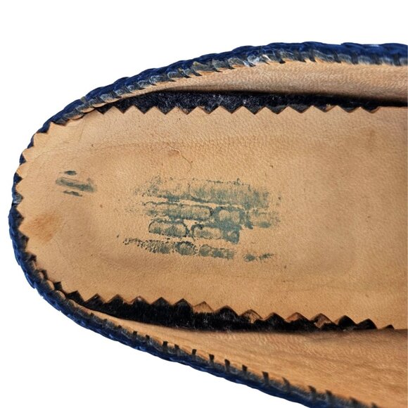 Vintage Blue Velvet Mules Atelier Friquia Moroccan Embroidered Heels 8 – 8.5 - Picture 10 of 10
